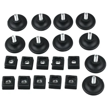 

10 Sets 45mm Base Dia Adjustable Leveling Foot 25mmx25mm Square Tube Insert Kit