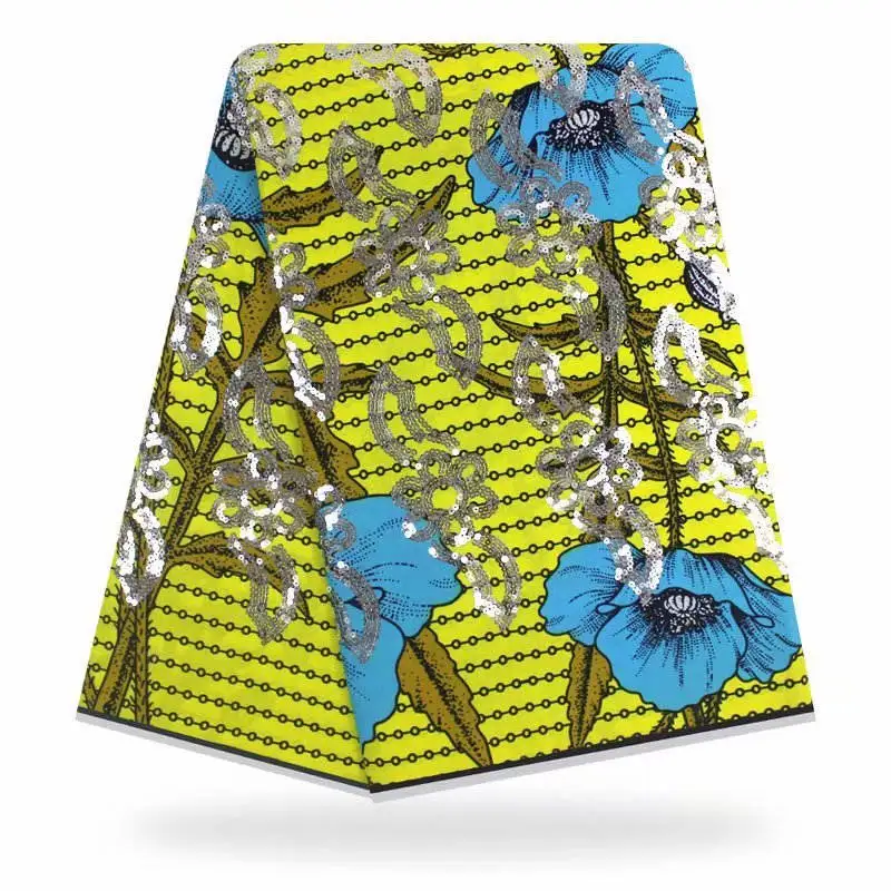 

Latest 2019 wax ankara fabric african print fabric With sequins African wax print fabric for dress ! P50682