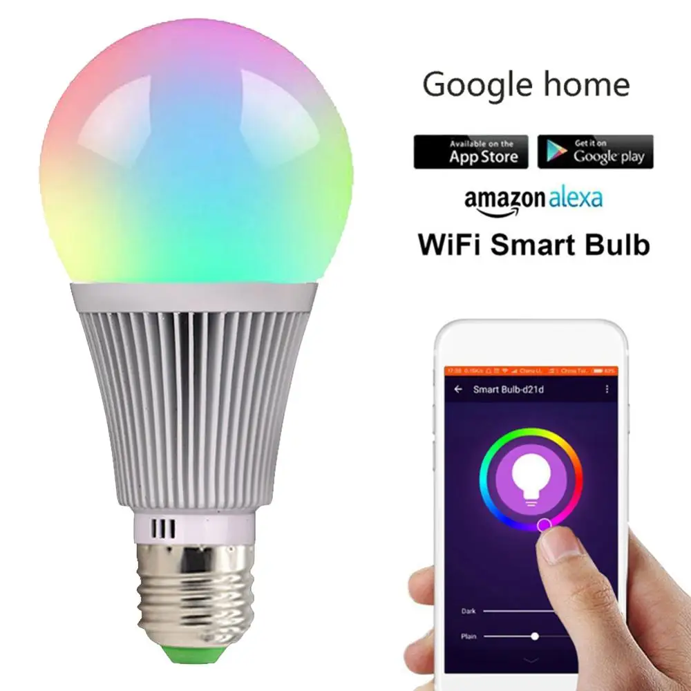 Fcmila WIFI Smart LED Bulb led Lights 7W E27 E26 E14 B22 Lamps Lighting Compatible Google Assistant BTZ1