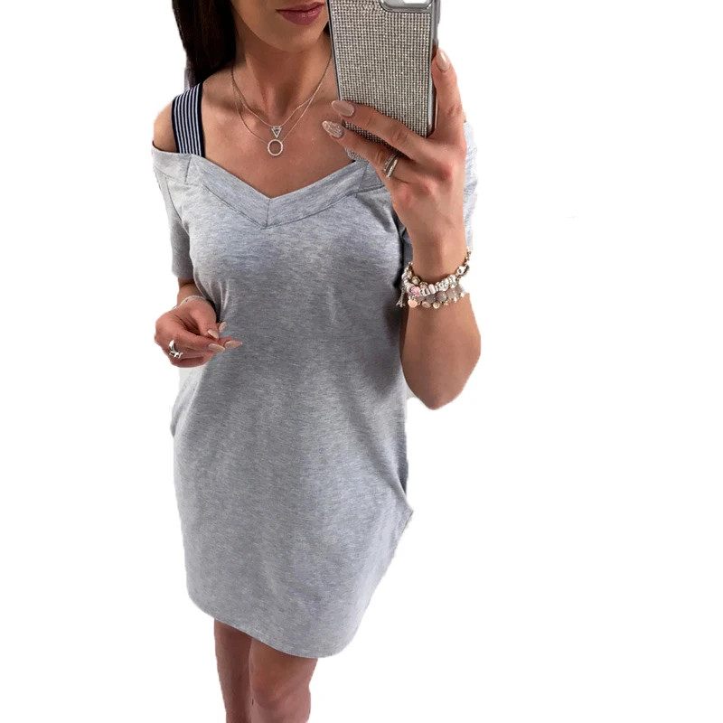 2018 Fashion Hollow Out Bandage Striped Print Dress Women Off Shoulder Long Sleeve Loose Sexy Back Mini Vestidos Bodycon | Женская