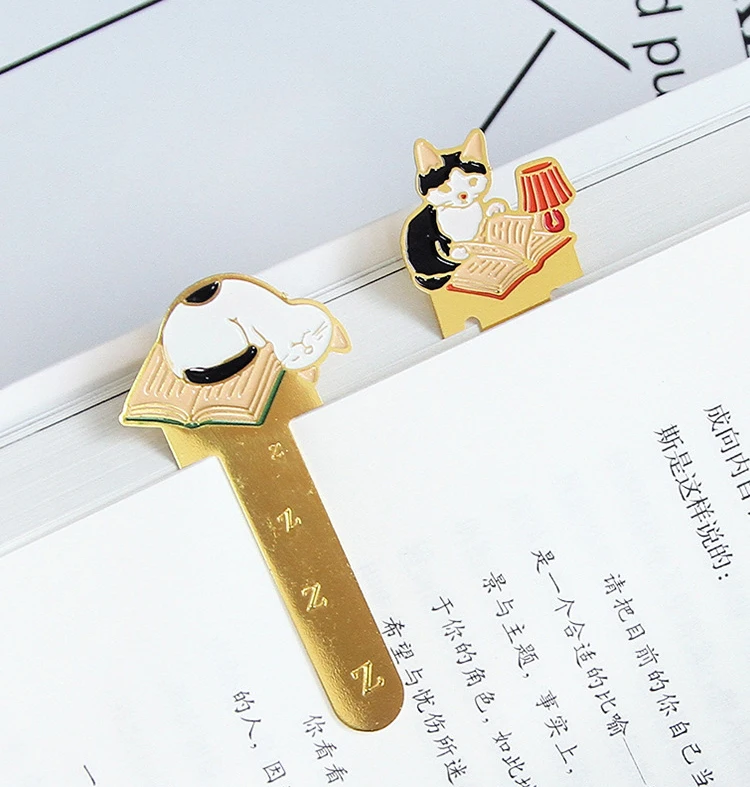 4 штуки в партии Kawaii Япония поттеринг Cat deisgn металлические закладки Винтаж полые чтение книги Марка канцелярские подарок поставки
