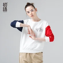 Toyouth Новое Прибытие Женщины Весна Кофты Мода Один-Образным Вырезом Напечатанная Письмом Свободные Толстовки Женщин Короткий Футболка