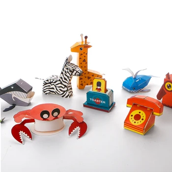 

3D kids Toys Puzzle Accessories Kitchen Living Room Animal Paper Model Building Kit Toys Gift For Children Educational Toy