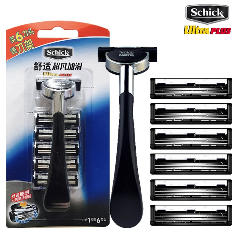 1 Razor + 6 Blade Set Original Schick Ultra Plus Razor Blades Man