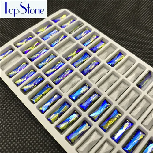 TopStone AB цвета 60 шт. 5x15 мм багет стекло кристалл прямоугольник стразы для одежды аксессуары - Цвет: olivine ab