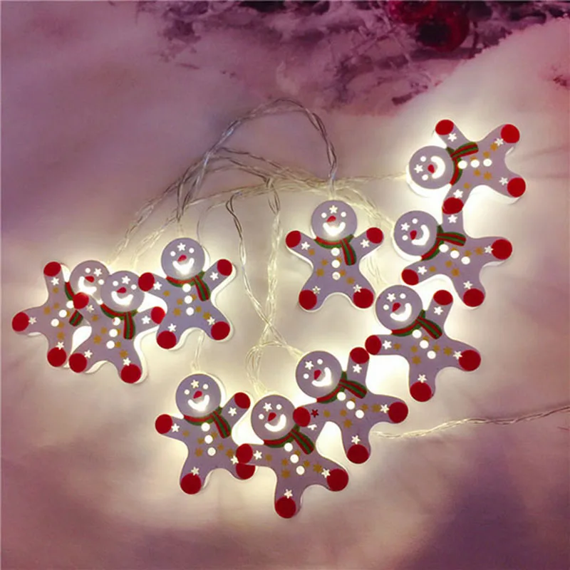 2 м 10 Светодиодный светильник s Праздничный Рождественский Сказочный светильник снежинка снеговик Ангел Рождественская елка носки в форме дома рождественские украшения