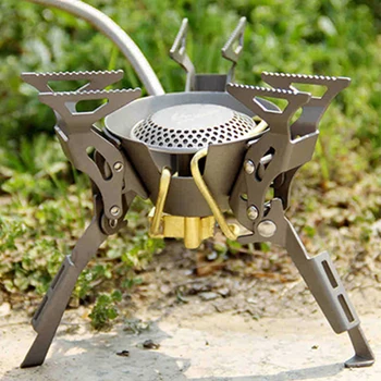 

FMS-100T Outdoor Camping Folding Burners Split Gas Stove Transformers Titanium Gas Stove 199g 2450W Free Shipping