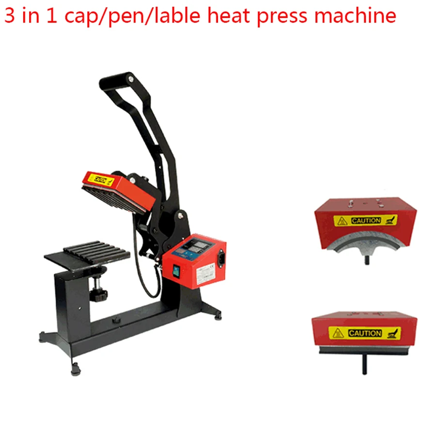 

3 in 1 Digital Double Display Pen Printing Machine Cap Heat Press Machine 15x15CM Logo DIY Sublimation Machine Label Printer