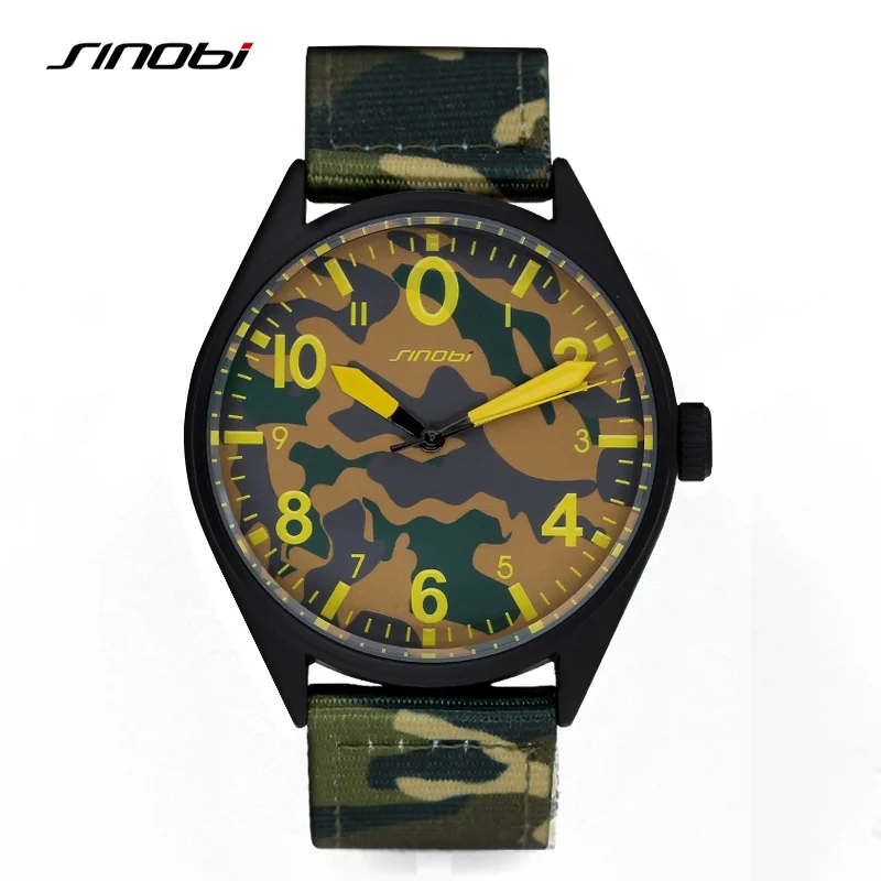 

SINOBI Men Military Watches Luxury Camouflage Nylon Watchband Males Outdoor Army Quartz Watch Clock Relogio Masculino