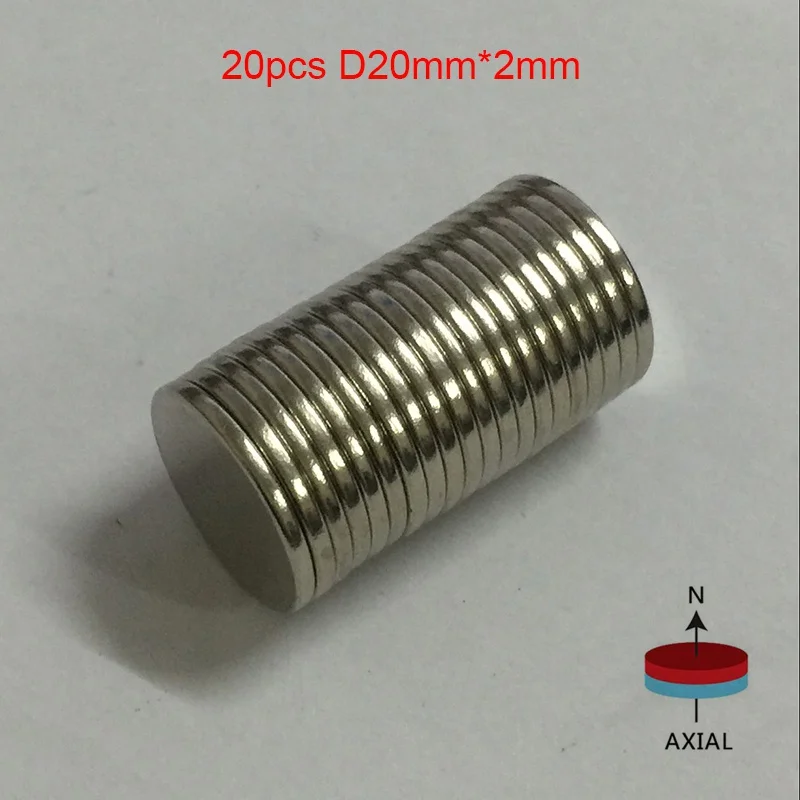 

20pcs Mini D20*2mm Round Disc Magnets Rare Earth Magnet Super Strong Magnetic Magnetite Magnets