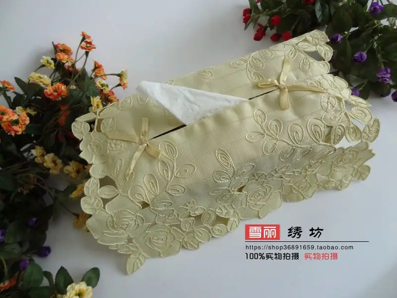 Желтая роза высокого класса Роскошная вышивка ткань искусство Европейский стиль бумажное полотенце Набор салфеток 24*12*8 см