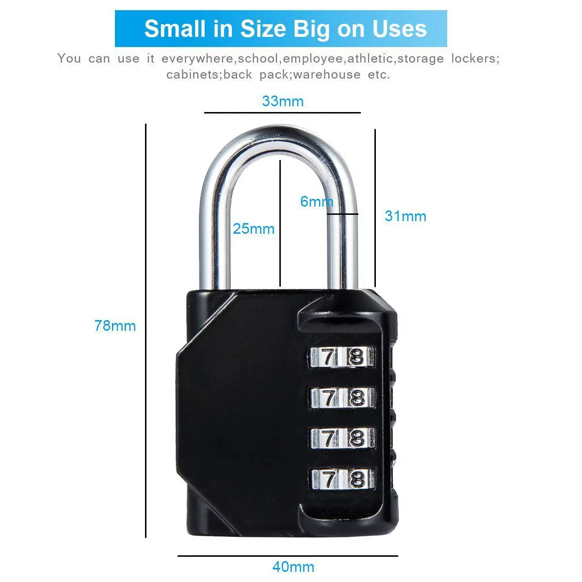 

2 Pack 4 Digit combination locks Waterproof and rustproof lock zincl alloy and steel clasp for luggage/ bag/ drawer/briefcase