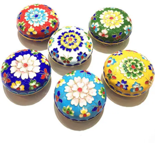 Wholesale10PCS Китайской Традиции Ручной Работы Перегородчатые Цветочный Порошок Случае Ящик Для Хранения Коробка Ювелирных Изделий