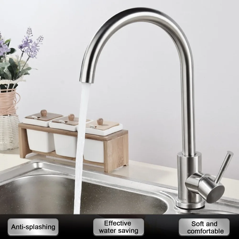 ICOCO нержавеющая сталь кран один ручка матовая Высокая дуга выдвижной