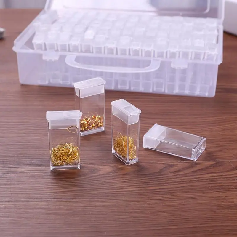 64 Separate Slots Jewelry Storage Box Nail Art Rhinestone Tools Beads Organizer Holder Display Case