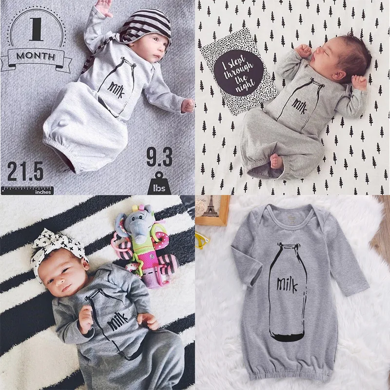 Новорожденных Для маленьких мальчиков с длинными рукавами для девочек ползунки боди спальный мешок пижамы наряд хлопок детские общая