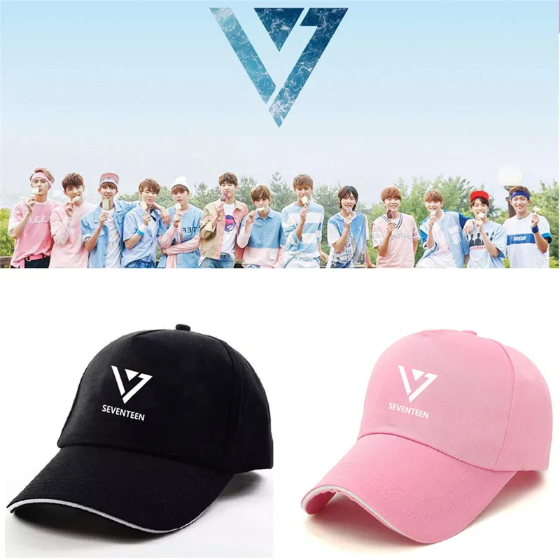 

New Kpop Seventeen 17 Group Fans Club The Same Letter baseball Hat Fashion Boys Girls Peaked Cap
