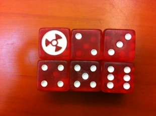 

19MM nuclear marker dice/nuclear radiation sign nuclear danger sharingan transparent red LOGO nuclear marker No. 19 fan dice