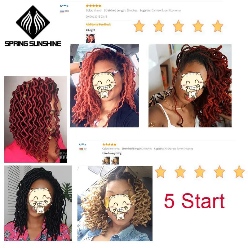 Spring sunshine 12Inch Ombre Faux Locs Curly Soft Crochet Hair Braids Synthetic Hair Crochet Hair Goddess Nu Locs