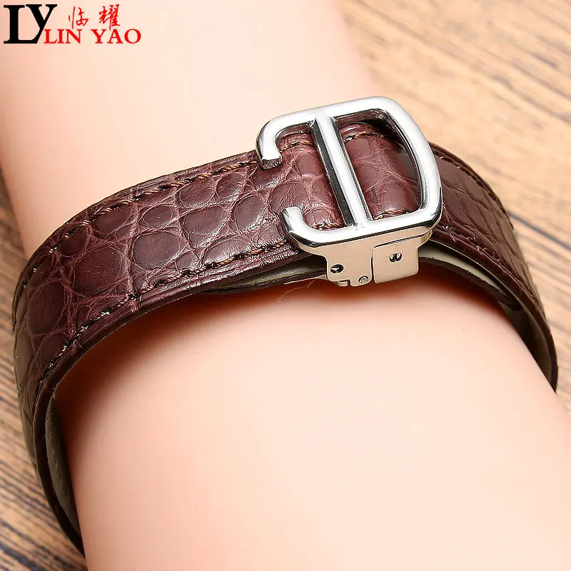 

Alligator leather strap for Cartier blue balloon strap +Folding clasp + watch tool Men and women 20*12/14*9mm Exempt postage