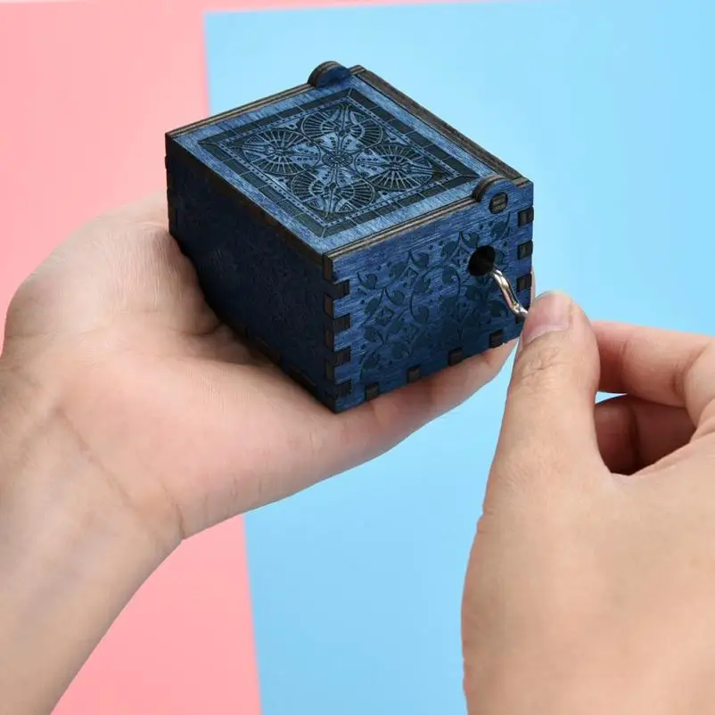 Mini Music Box Engraved Wooden Music Box Interesting Xmas Gifts Toys