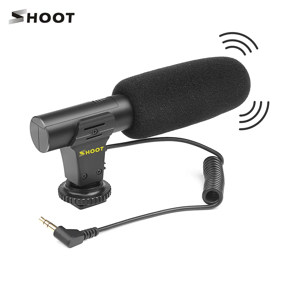 SHOOT XT-451 портативный конденсаторный стерео микрофон с 3,5 мм разъемом Горячий башмак крепление для Canon sony Nikon камера видеокамера