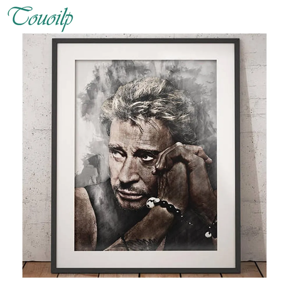 

diamond painting Superstar singer cross stitch square Rhinestones embroidery plastic craft Full diamond painting johnny hallyday