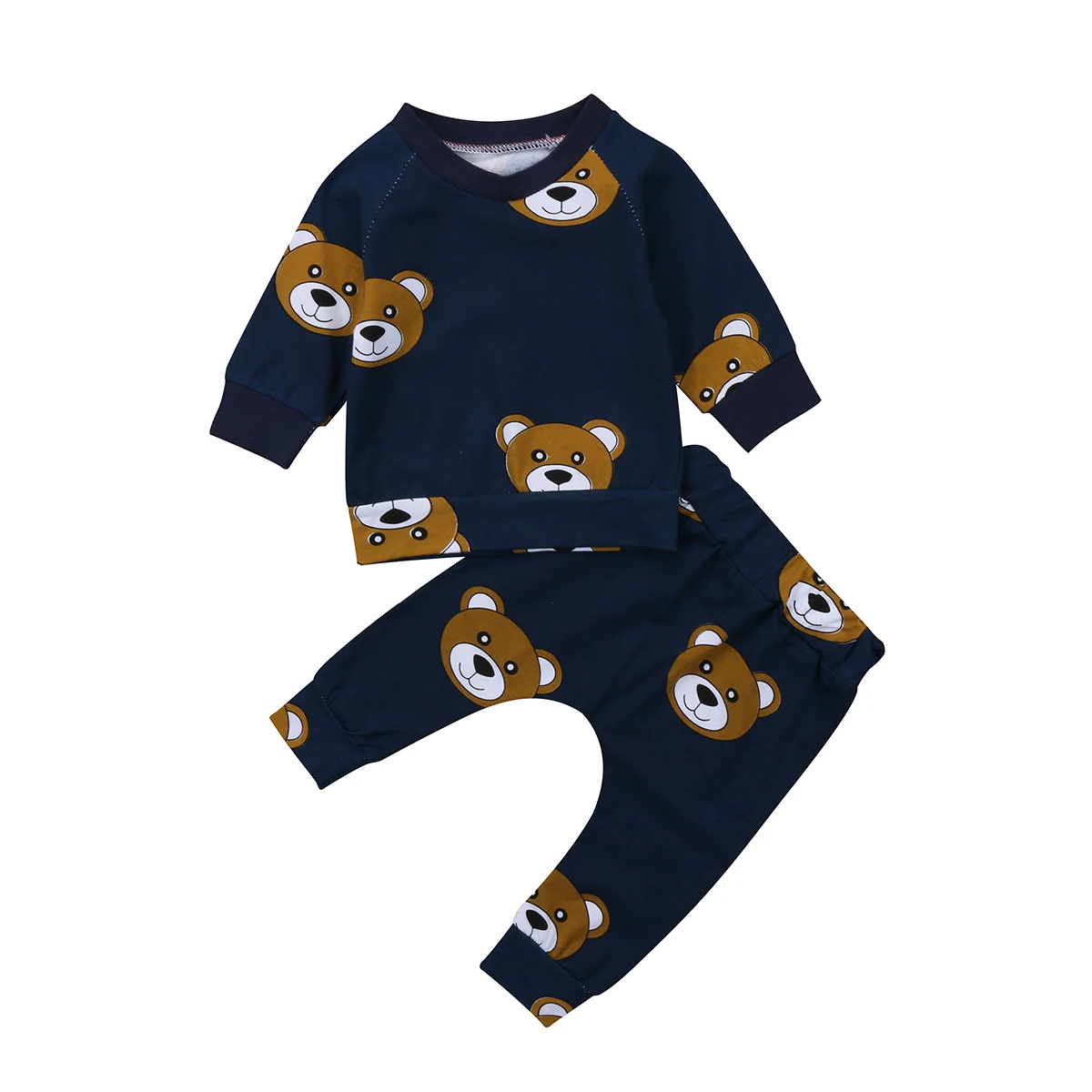 

2018 Newborn Kids Infant Baby Boy Girl Fashion Long Sleeves T-shirt Pants Leggings Outfit Bear Autumn Set Clothes