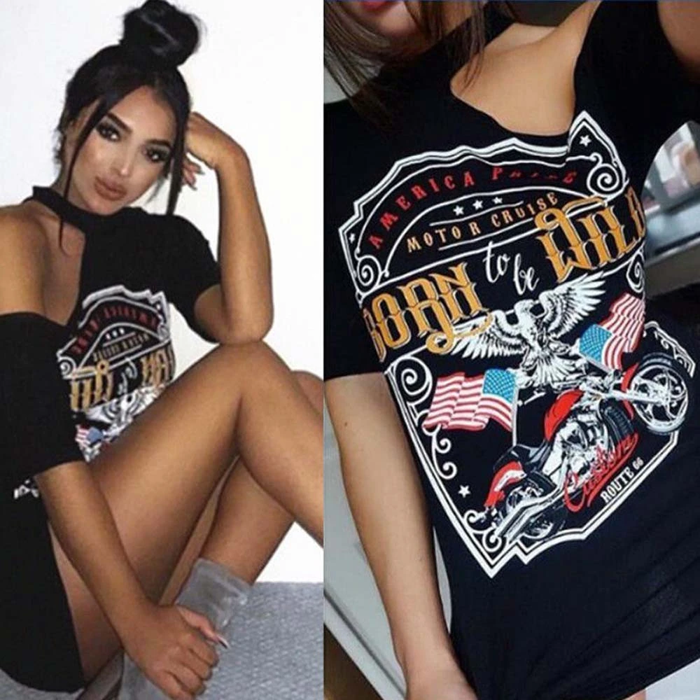 ファッション新女性ヴィンテージオフショルダーロックスタイルロング Tシャツトップ夏春 Tシャツ女性パーティービーチシャツ S 0 Tシャツ Aliexpress