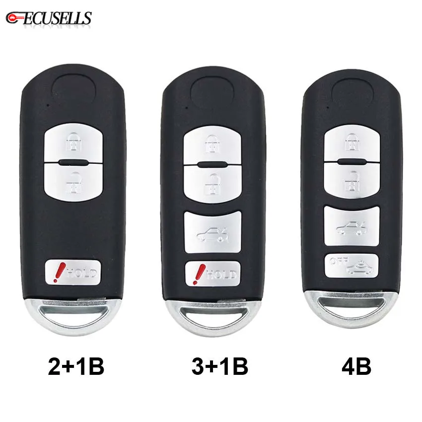

2+1/3+1/4 Button Remote Key Shell Case Smart Car Key Housing For Mazda 3 5 6 CX-5 CX-7 CX-9 MX-5 Miata with Uncut Insert Key