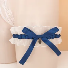 Новая темно-синяя белая свадебная подвязка для невесты ручной работы с бантом подвязки