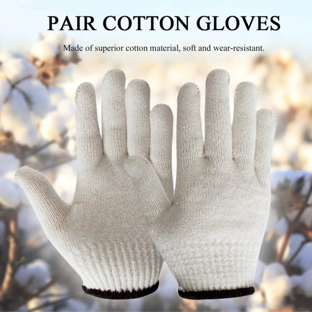 

Soft Cotton Gloves Wear-resistant Antiskid Hemming Gloves Breathable Safety Hand Protective Gloves for Labor Work