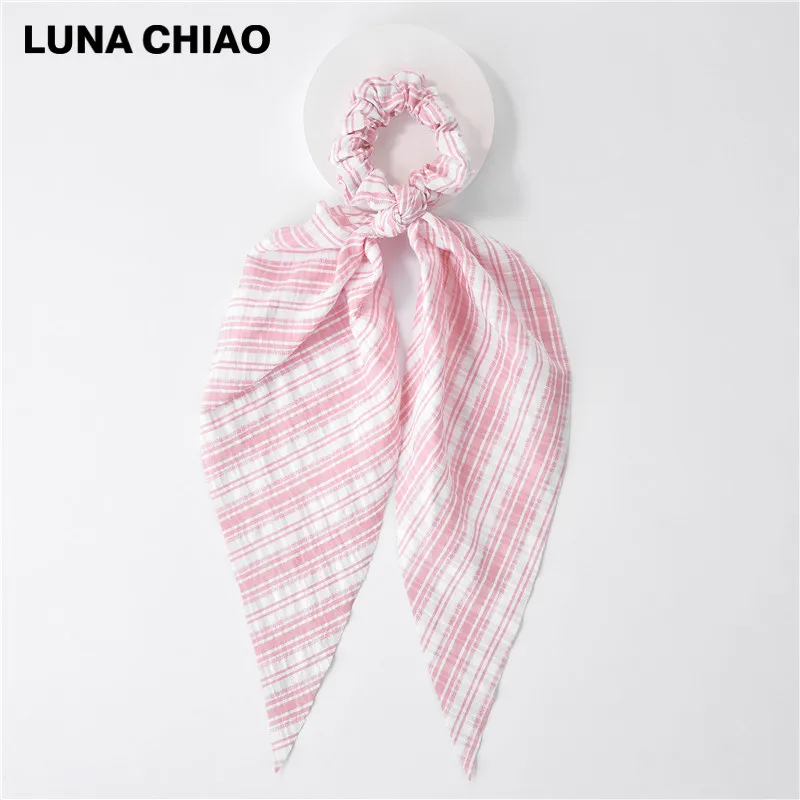 LUNA CHIAO Fashion Women Hair Accessories Hair Tie Ponytail Holder Fabric Hair Scarf Scrunchies - Цвет: 22