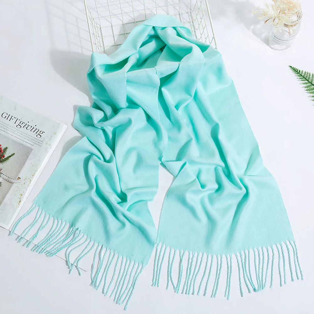 AudWhale Winter Women Hair Scarf Cashmere Warm Women Scaeves Shawls Foulard Fashion Solid Tassel Pashmina Scarf For Women