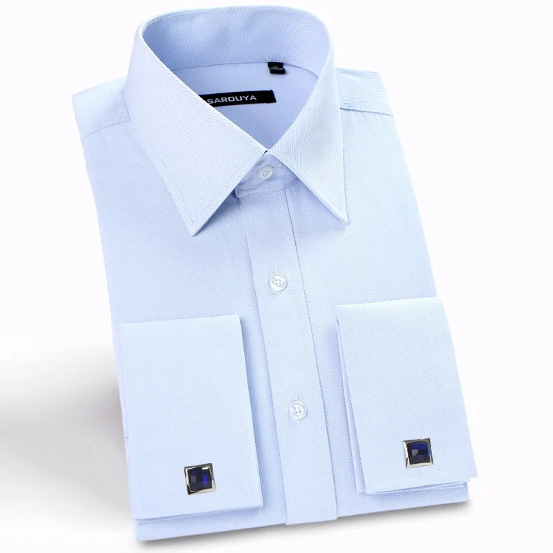 Orinery Лидер продаж дизайнер белый French Cuff Dress Shirt классическая мужская рубашка с длинным рукавом Slim Fit Марка мужская одежда с запонки - Цвет: Blue