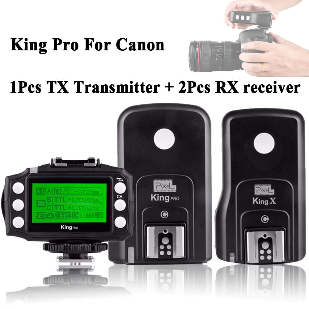 

INSEESI 2.4G King Pro Radio Flash Trigger Kit ( 1xTransmitter+ 2 Receivers) Wireless TTL 1/8000S Flash Trigger For Canon 7D 5D2