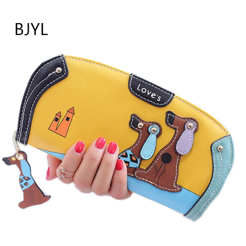 

Brand Luxury Cute Long Wallet Women Purses femme Leather Cartoon Dog Bag Lady Clutch Phone Case Puppy Zipper Card Holder Purse