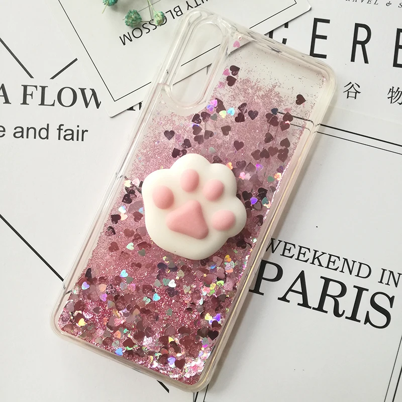 3D Squishy Cat Cases For Huawei P smart P8 p9 lite mini 2017 Liquid Glitter Cover Honor 8 lite 8 pro 9 10 V10 6A 6X 5A 5X 5C 4A (5)