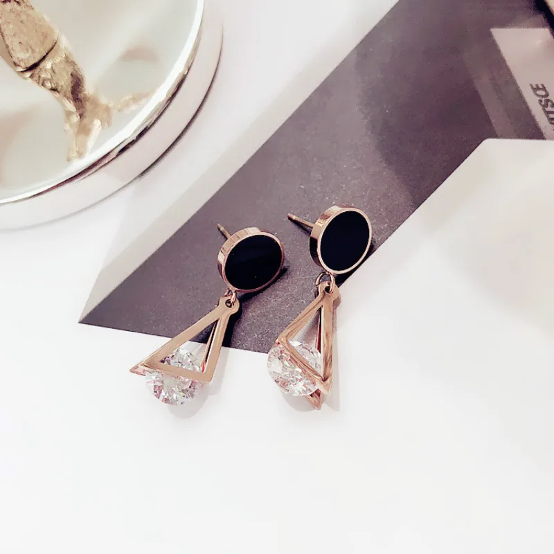 

Stylish Geometric Earrings Triangular Round Zirconium Earrings Simple Elegant Earrings For Women Drop Earrings
