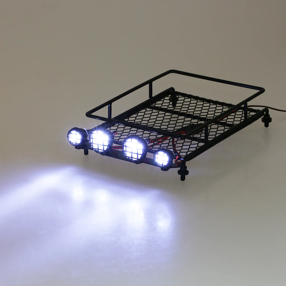 Metal Roof Luggage Rack with LED Light Bar for 110 18 RC Car Rock Crawler Rally 4WD CC01 CR01 D90 AXIAL SCX10 RC Cars Parts (15)
