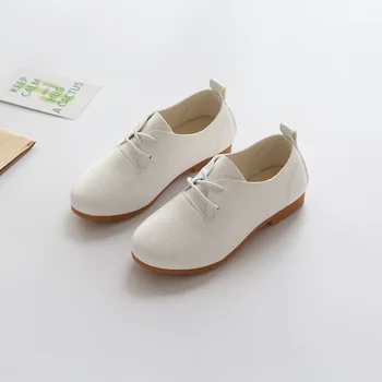 

Kids Oxford Shoes Moccasins PU Leather Boys Girls Casual Shoes Children Spring Autumn Lace Up Pink Black White Shoes Size 26-35