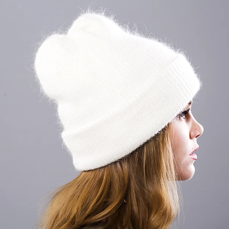

Women Winter Hats Beanies Knitting Rabbit Wool Fur Hat Female Real Fur Skullies Caps Gorros Solid 9 Color sr498