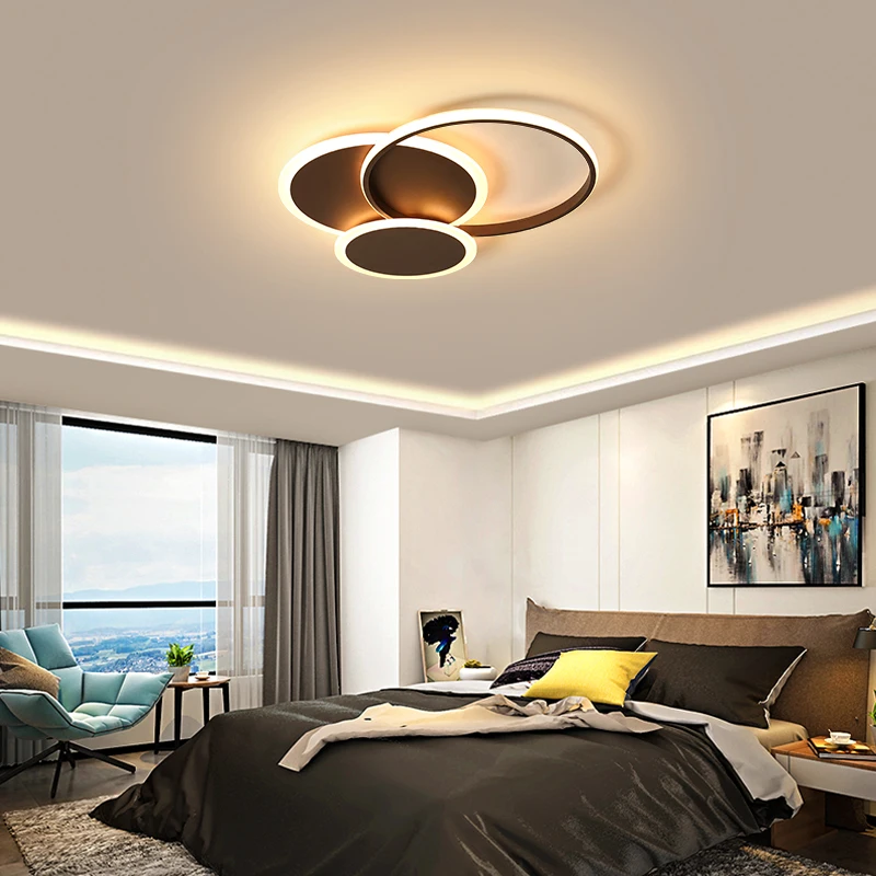 Новая современная светодиодная Люстра для гостиной, спальни, кабинета, кофейного или белого цвета, Потолочная люстра