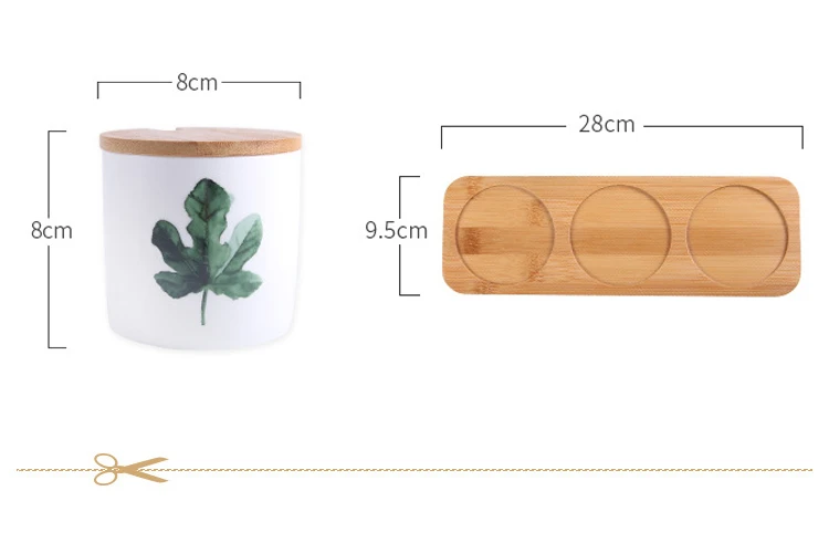 Скандинавская керамическая бутылка приправы набор банок креативные бытовые зеленые растения соль коробка зеленый лист специй банка с ложками для кухни
