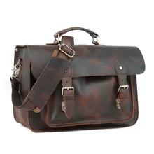 Винтажный Мужской портфель из натуральной кожи Crazy Horse, кожаная сумка через плечо, мужская сумка для ноутбука, мужская деловая дорожная сумка