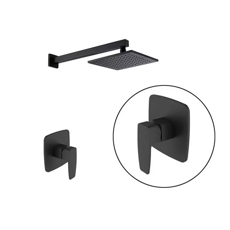 Free shipping solid Brass Wall Mount black clour square Shower Faucet