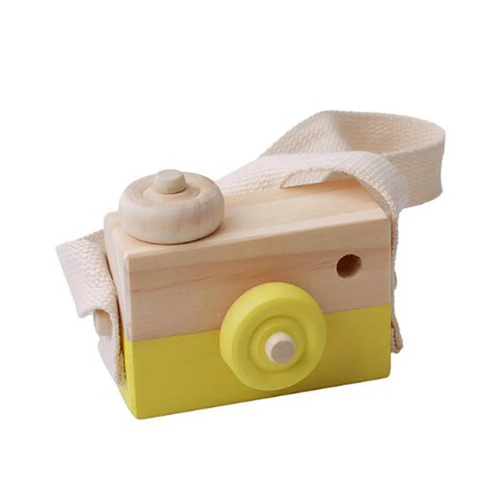 Wooden Camera Kids Toy Baby Gift Children Wood Neck Decor Room Photography