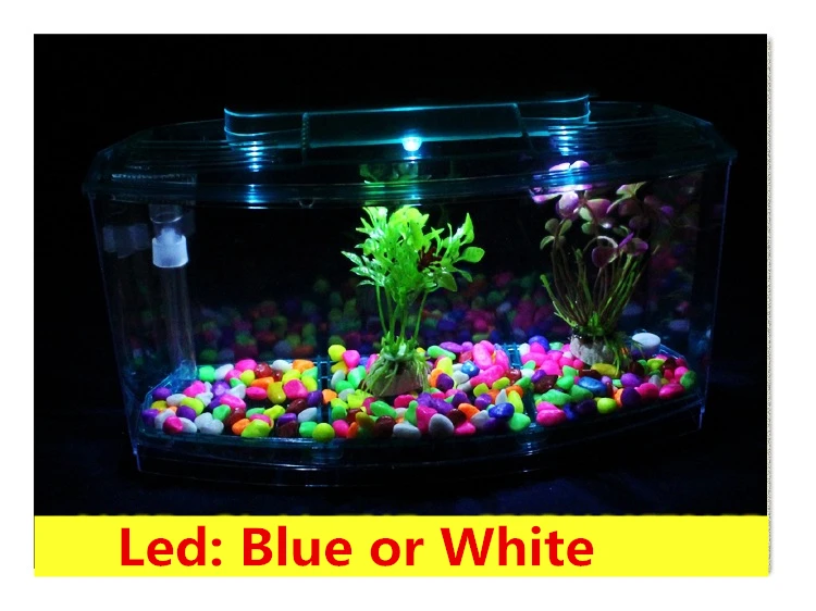 3 Cubicle Acrylic Fish Betta Guppy Tank Mini Aquarium with 2 Color Day/Night LED Light