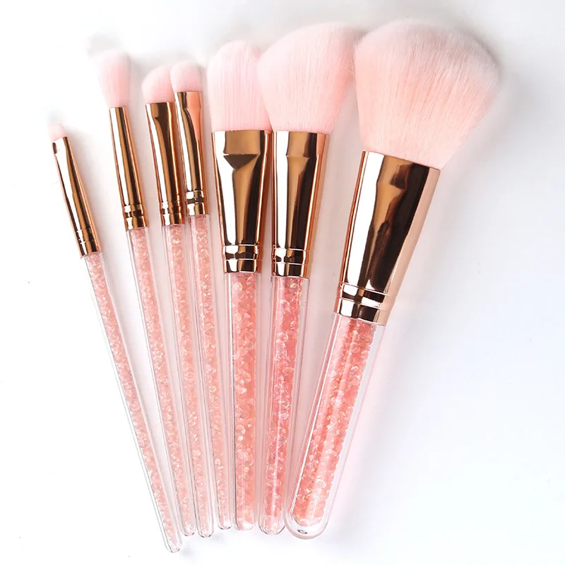 

Hot Sale 7 Pcs Makep Brushes Set With Storage Bag Makeup Brushes Crystal Handle Brush Cosmetic Tool