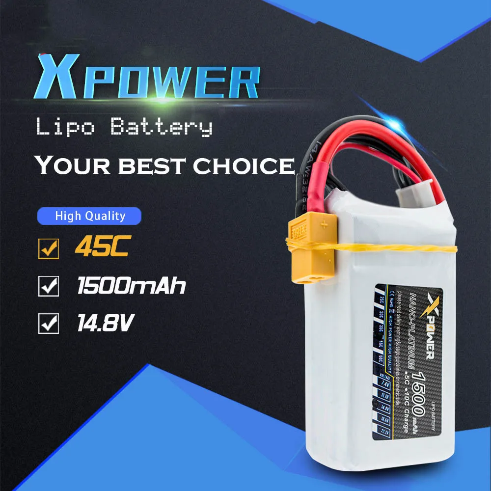 

Hot sale 1500Mah 14.8V 4S 35C Lithium Li-po Battery XT60 T Plug For RC Helicopter Qudcopter Drone Truck Car Boat Bateria